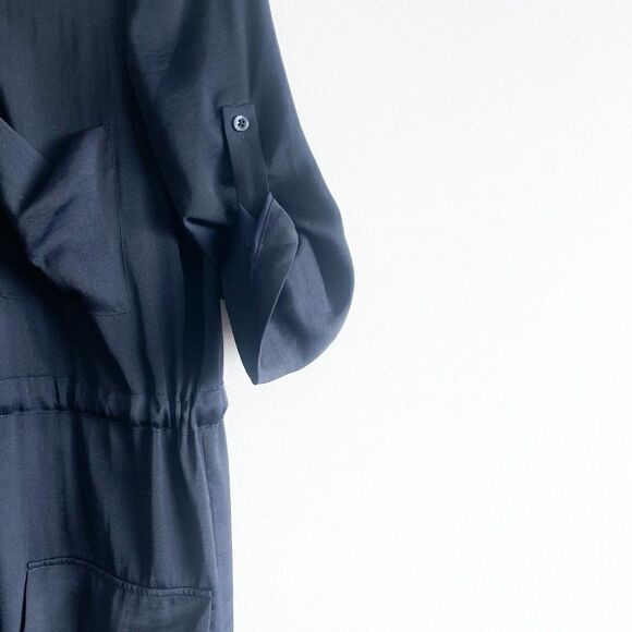 BcbgmaxAzria Klee Shirt Dress Darkmidnit Blue Women's S Front Zip - Picture 4 of 10